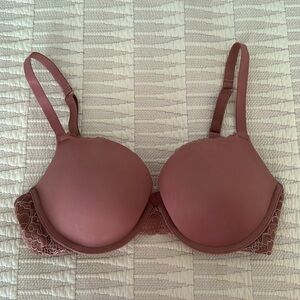 🔴3/$20 Auden lace underwire bra size 34C mauve dusty pink